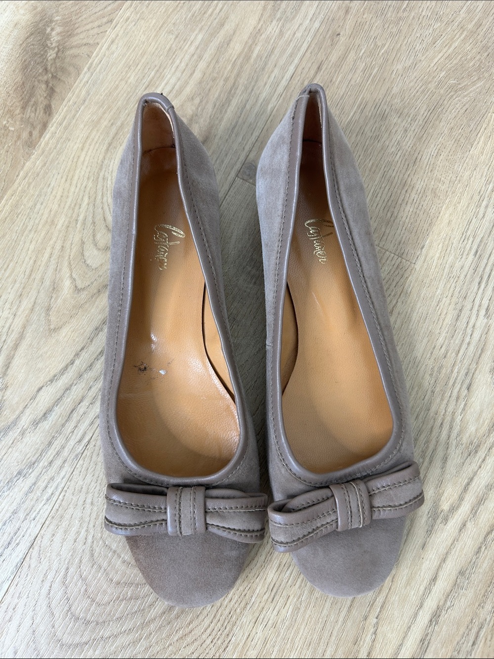 Castaner Women’s Taupe Bow Suede Flats US 7.5 8 EU 38